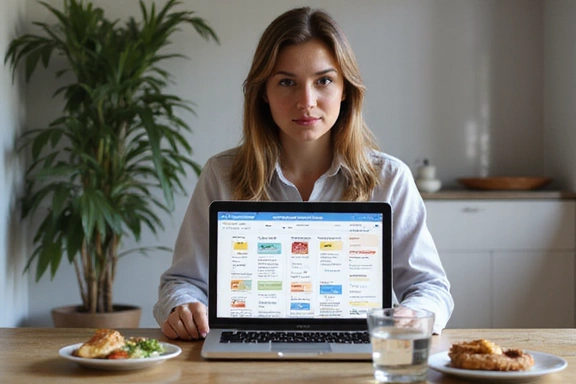Kobieta planująca posiłki na laptopie